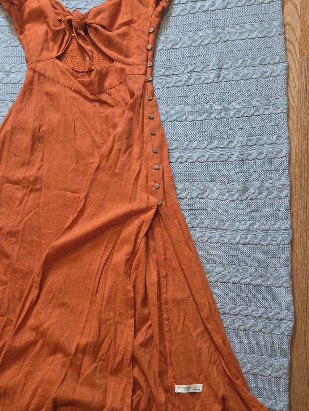 Free People The Gateway Midi Dress Orange Medium Cutout Bow Sundress Beach Boho